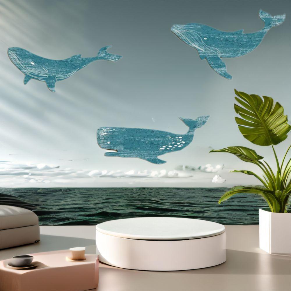Wooden Whale Signs Pendant Retro Ocean Animal Decoration Whale Shark Wall Ornament Cafe Bar