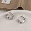 Korean version of simple rainbow candy stud earrings micro-inlaid zircon light luxury medieval color earrings niche unique ear buckle earrings women