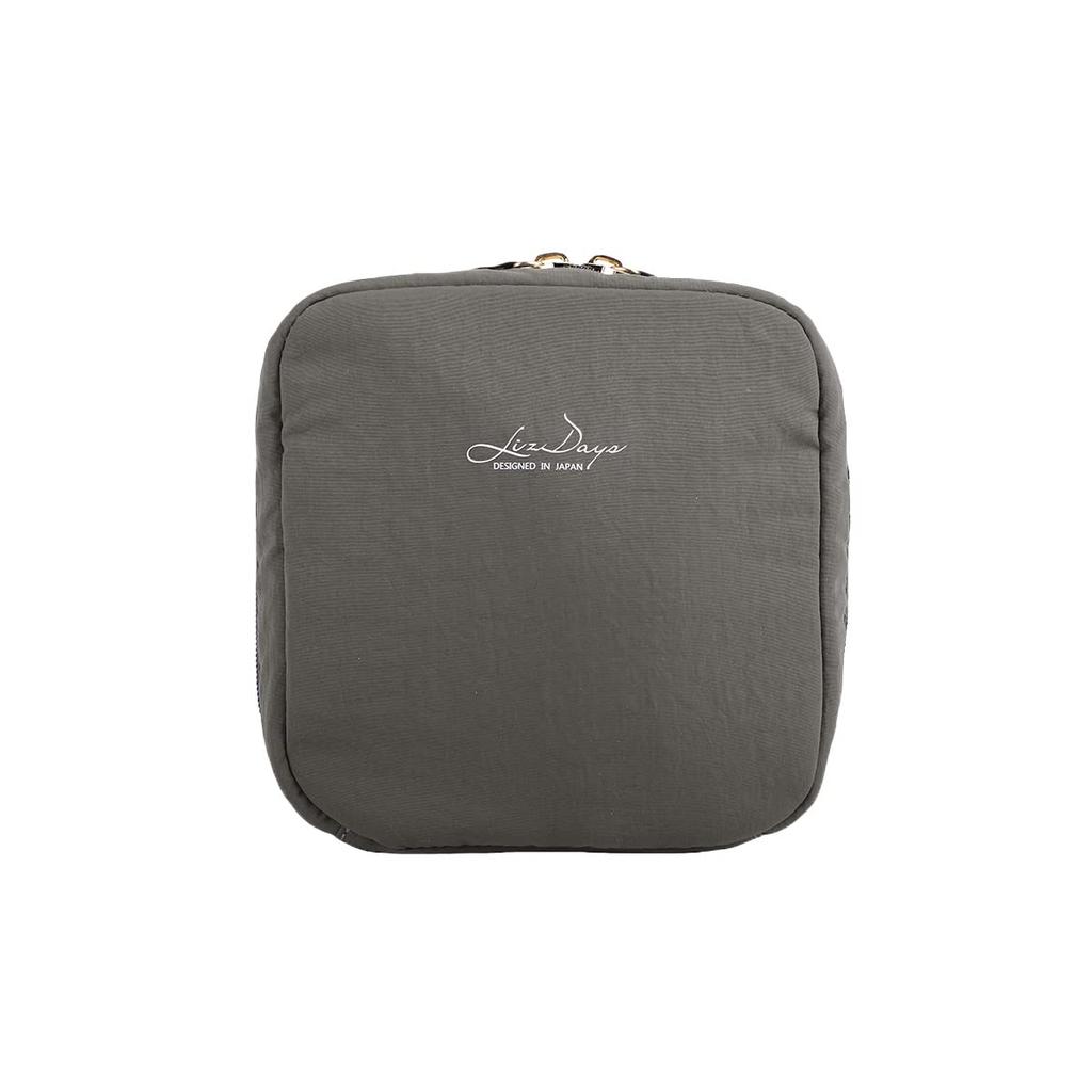 Lizdays Makeup Large Square Full Makeup Vertical Washable Pouch, Capacity, Pouch, Storage, Pouch, Freestanding, (Dark Gray)