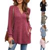 Women V-Neck Sweater Long Sleeve Knitted Jumper Side Slit Pullover Tunic Top Solid Color T-Shirt Top