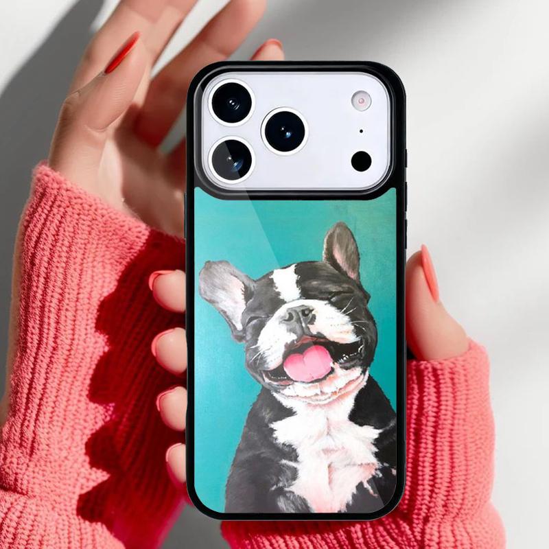 Мультяшный чехол для телефона с французским бульдогом для iPhone 17 16 15 14 13 Pro Max Задняя крышка для 12 11 Pro Coque