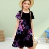 Girls 3D Print Purple Star Dresses Kids Girl Party Short Sleeved Princess Dress 3D Print Dress