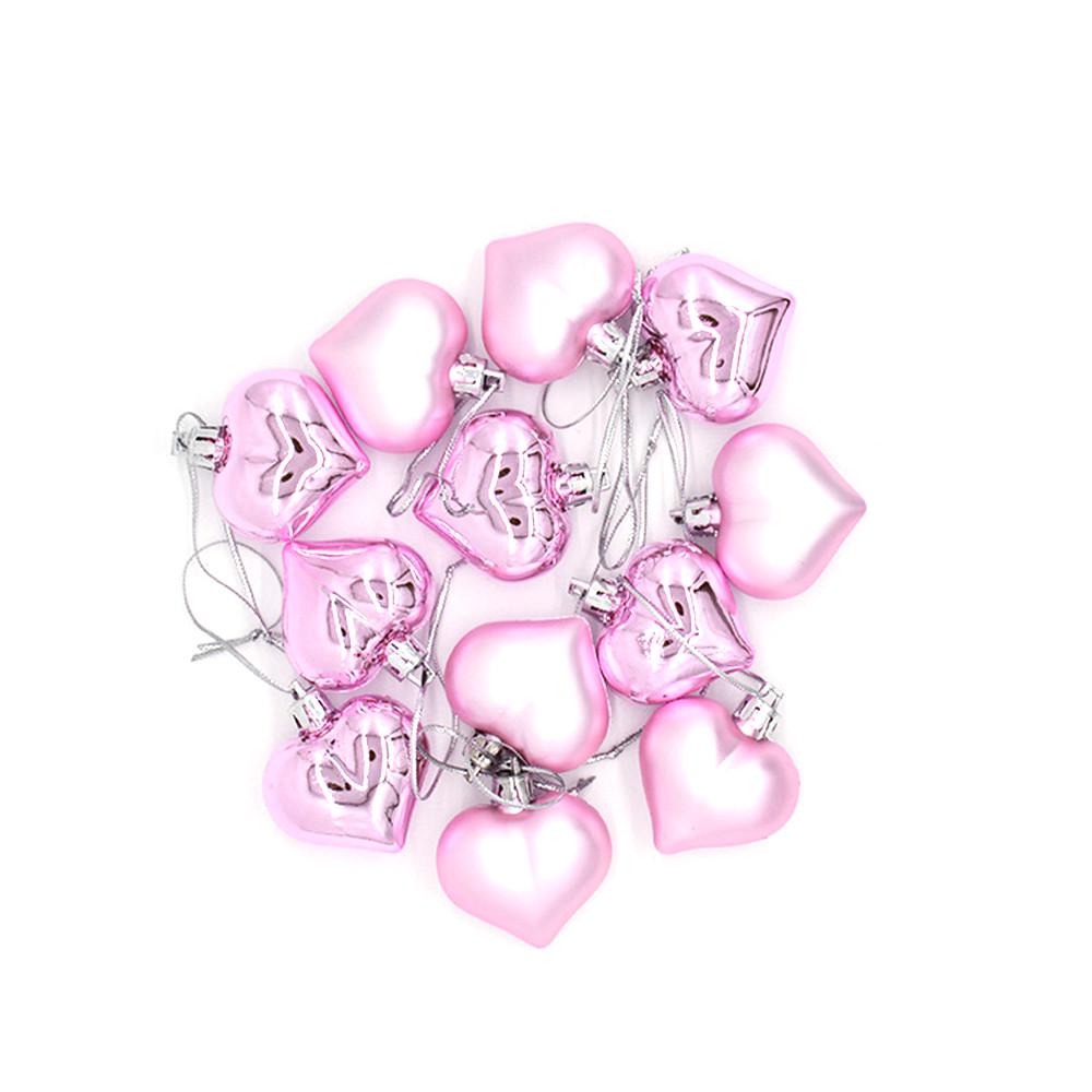 12Pcs Christmas Tree Room Decoration Love Shaped Ball Decoration Props Christmas KTY