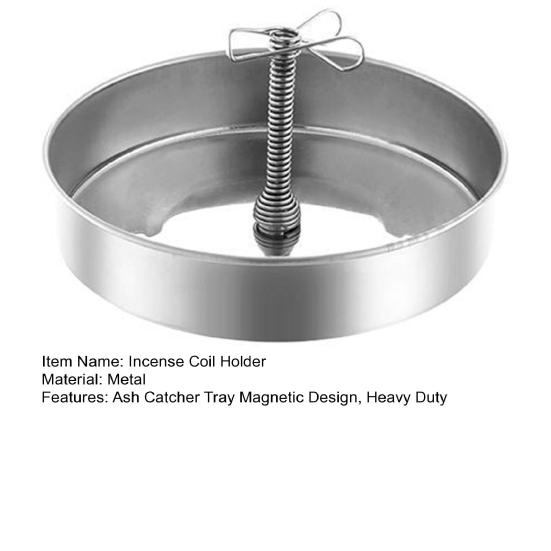 Магнитный держатель для благовоний с лотком для улавливания пепла, переносная круглая металлическая спиральная курильница для кемпинга и использования в помещении