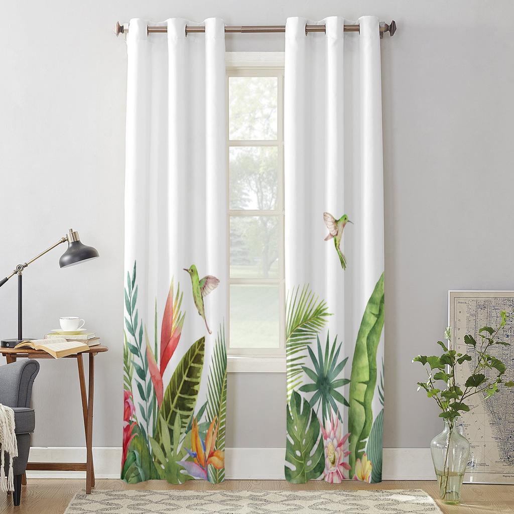 Ins Style Тропические растения Пальмовые листья Шторы для спальни Гостиная Оконные шторы Украшение жалюзи Кухонный декор Шторы