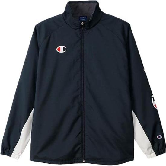 Champion Long Sleeve Windbreaker Size with Logo Men's Jacket, C3-USC15, Navy, L, Warm, Water-Repellent, Windproof, One-Point