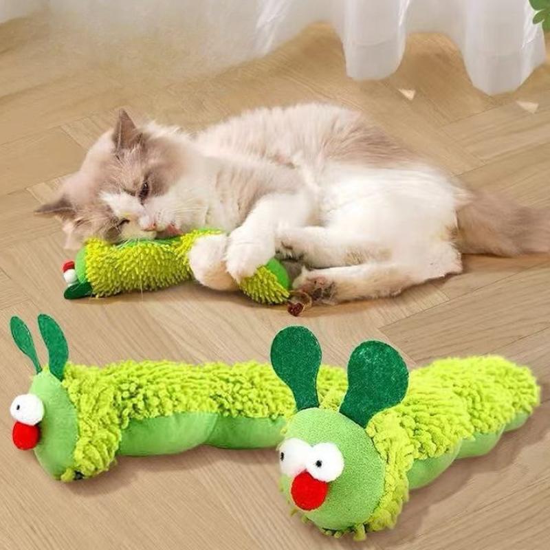 1/2/3 шт. Кошка Кошачья мята Плюшевая жевательная игрушка Интерактивная Устойчивая к укусам Имитация Гусеницы Игрушка для котенка Чистка зубов Кошачьи игрушки Аксессуары