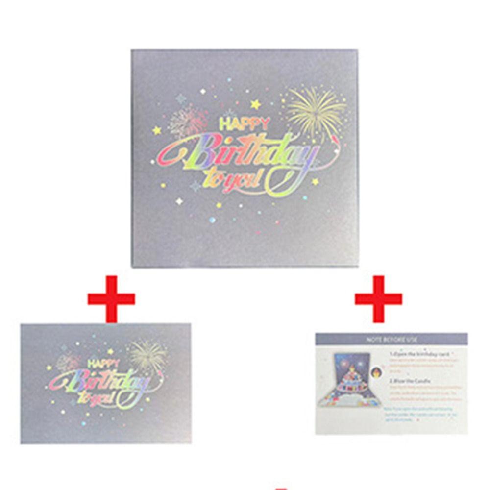 Musical and Light Happy Birthday Card Effect Blowable Led Candle 3D Popup Greeting Card Beautiful Hollowed