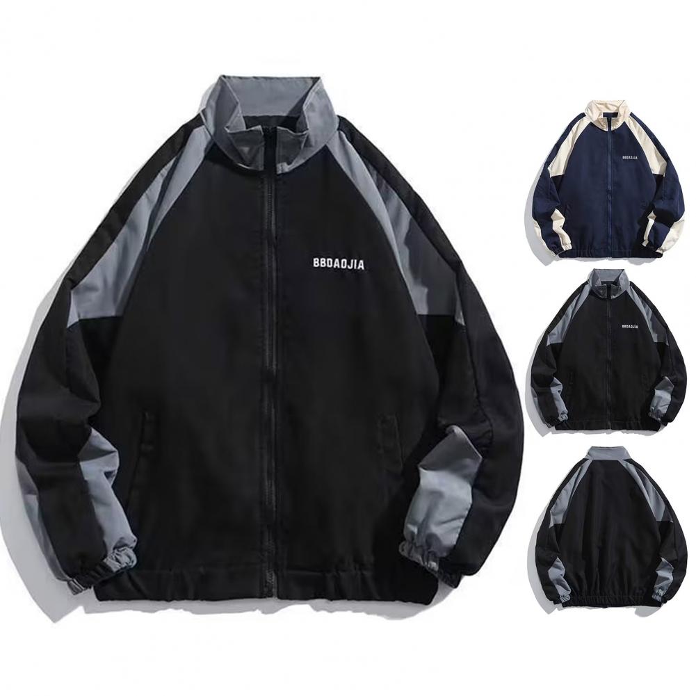 Куртка в стиле хип-хоп, ветровка, пальто в стиле пэчворк для женщин и мужчин, повседневная верхняя одежда на молнии с воротником-стойкой для активного отдыха на весну и осень