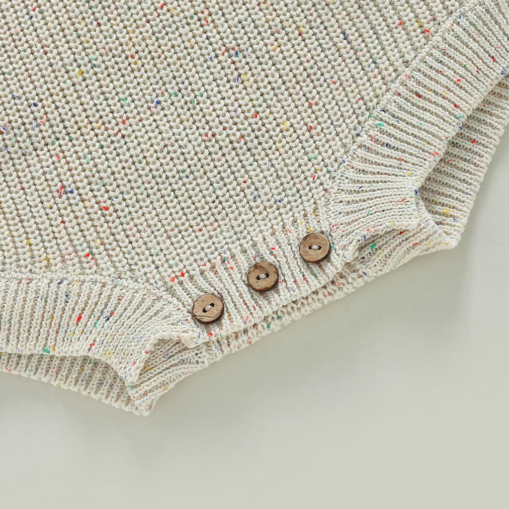 Детский комбинезон на осень-зиму, цветной в горошек, с длинными рукавами и круглым вырезом