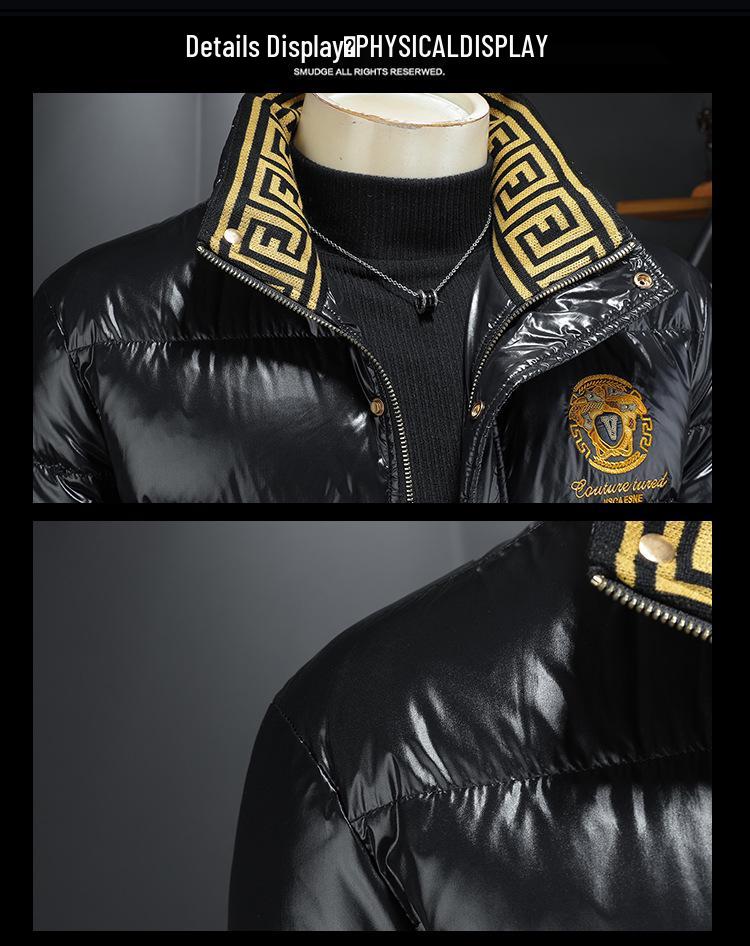 Мужская модная белая пуховая куртка с яркой поверхностью 2025 года - Утепленное и легкое зимнее пальто