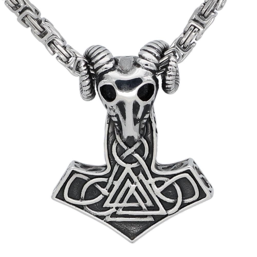 Северный викинг Огромный молот Тора Мьёльнир Норвежский козел Кнут Один символ кулон ожерелье