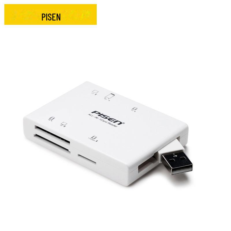 PISEN Multi-Card Reader: Mini Mobile, TF, CF, SD, MS, USB 2.0 for Phones & Cameras