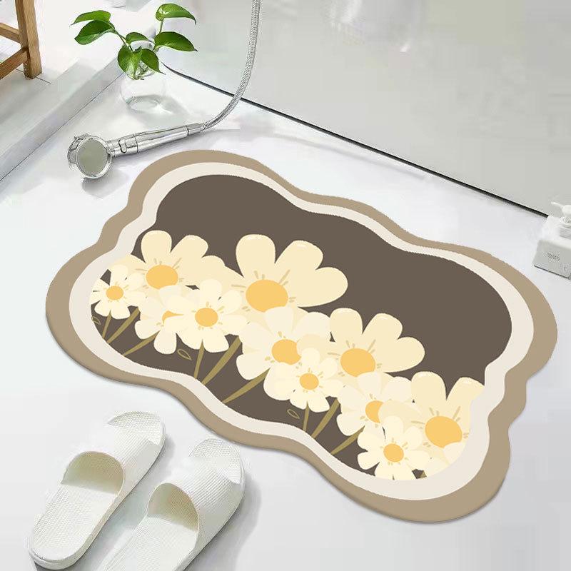 Нескользящий впитывающий коврик для двери ванной комнаты Fresh Flower