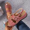 Fashion 2025 Hot Sale Female Shoes Rome  Sandals Outdoor Casual Sandals  Round Toe Plus Size Wedges Buckle Strap Shoes