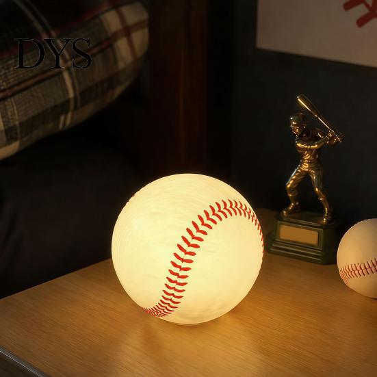 Unique Holiday Presents Realistic Baseball Night Light, Desk Decor Lamp, Portable Ambient Sports Themed Decorations Lighting Ornament for Bedroom