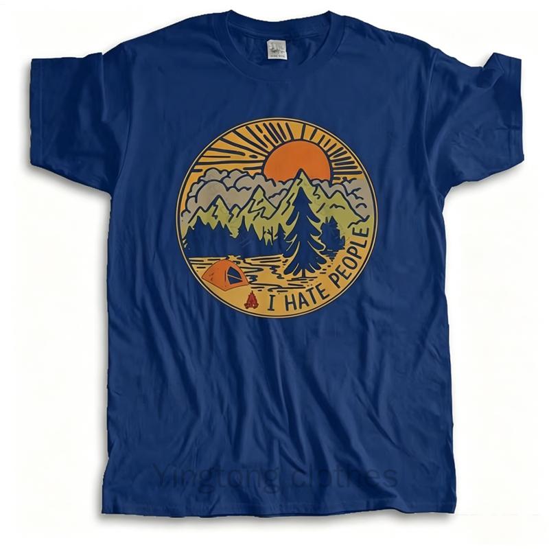 I Hate People T Shirt Love Camping T-shirt Funny Hiking Retro Tshirt Digital Print Unisex Comfortable Summer Tee Cotton Top