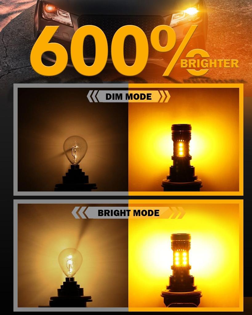 Auxbeam B21 Series 3157 LED Light Bulb Amber Yellow Built-in Resistor CANBUS Error Free