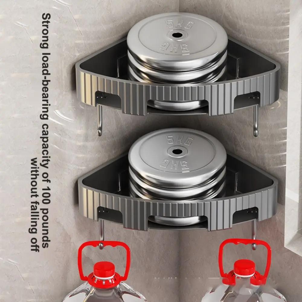 Стеллаж для хранения в ванной комнате No Punch, новый настенный пластиковый органайзер для шампуня, многоцелевая простая установка, угловая полка