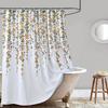 Shower Curtain Floral Print Polyester Fabric White Bathroom Curtain Farmhouse Waterproof Mildew Proof with Hooks 200cm Classic