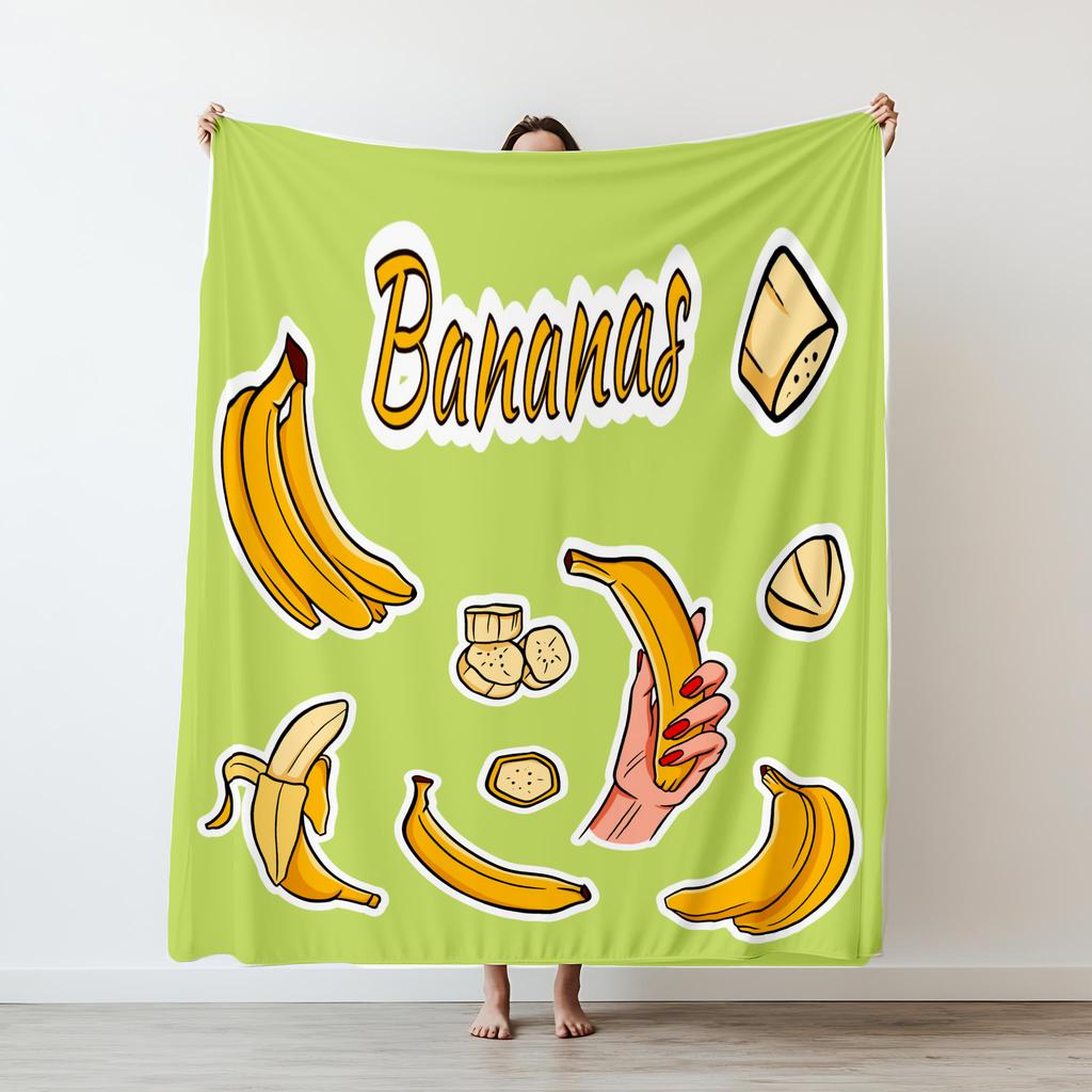Cartoon cute yellow banana print Blanket For Gift Picnic Travel Bed Throw Blanket Applicable All Season Blankets