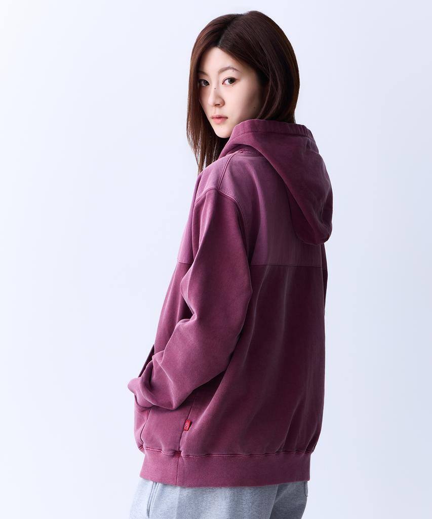 PIGMENT Two-Tone Oversized Hoodie (Burgundy)
