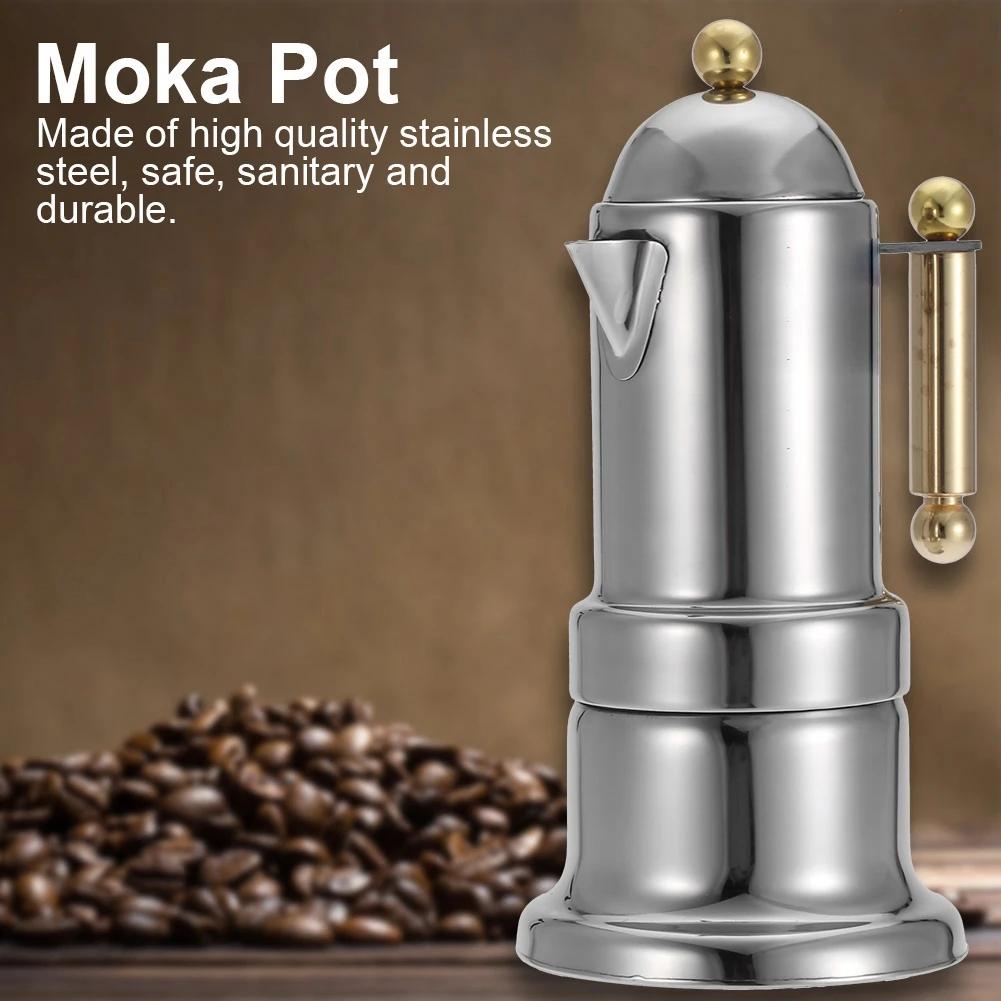 Кофеварка эспрессо Moka Pot из нержавеющей стали с предохранительным клапаном 200 мл