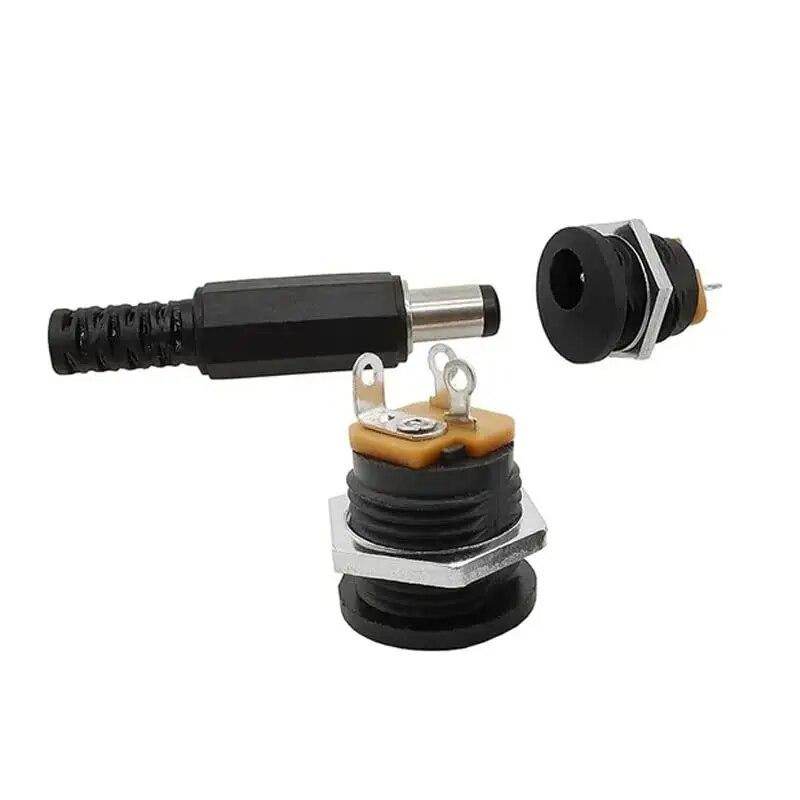 10Pcs DC Connectors 5.5x2.1mm 3.5x1.3mm DC Power Plug Male Female Jack Socket Nut Panel Mount DC Power Adapter Connector 5.5*2.1