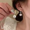 1 Pair Dangle Earrings Faux Pearl Rhinestones Jewelry Shining Plated Drop Earrings