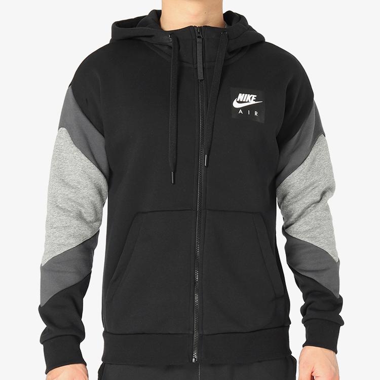 Nike Air Logo Color-Block Casual Sport Hooded Jacket Men Jackets Black 928630-010