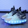 Skate Shoes for Kids LED Light Luminous Sneakers Children Two Wheels Shoes for Boys Girls with USB Charging