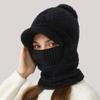 Зимняя велосипедная шапка со встроенным защитным экраном для лица и утеплителем для шеи с короткими полями, ветрозащитный толстый плюшевый шарф с полной защитой для улицы, головной убор для холодной погоды