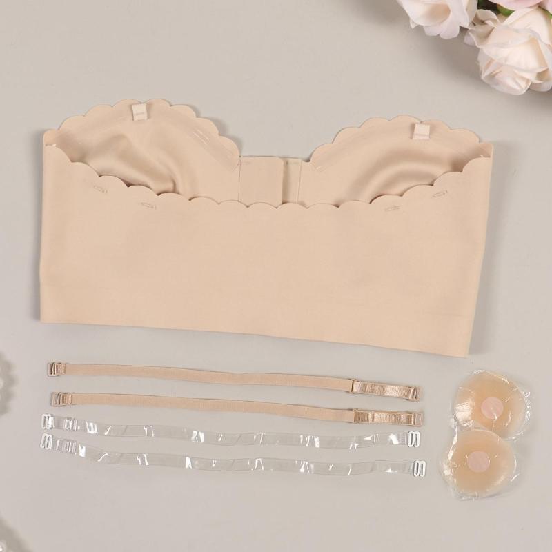 Varsbaby Женский бюстгальтер-бандо без бретелек с застежкой спереди, нескользящий топ-труба с прозрачными бретелями