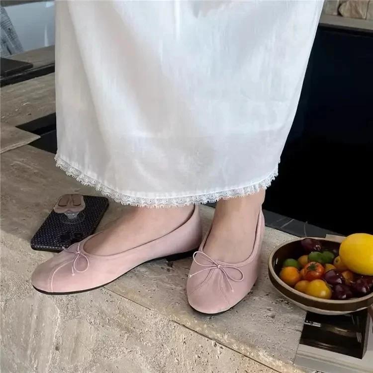 Модные французские туфли-балетки с бантом-бабочкой, на мягкой подошве, женские повседневные, весна-лето, новая корейская версия, для работы, слипоны