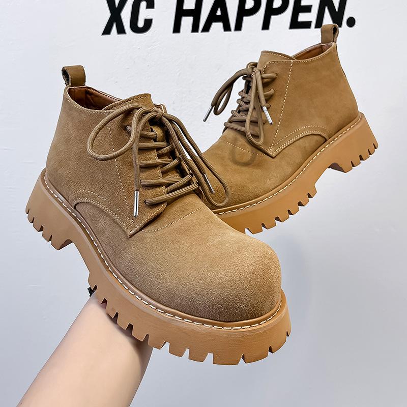 Martin boots men's 2024 new medium-top thick-soled heightening derby shoes British retro tooling rhubarb boots 4727-A