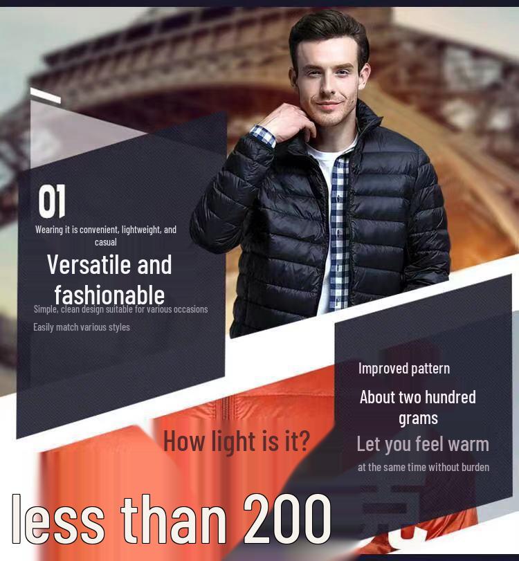Men's Plus Size Solid Color Lightweight Down Cotton Jacket, Winter 2021 Fashion