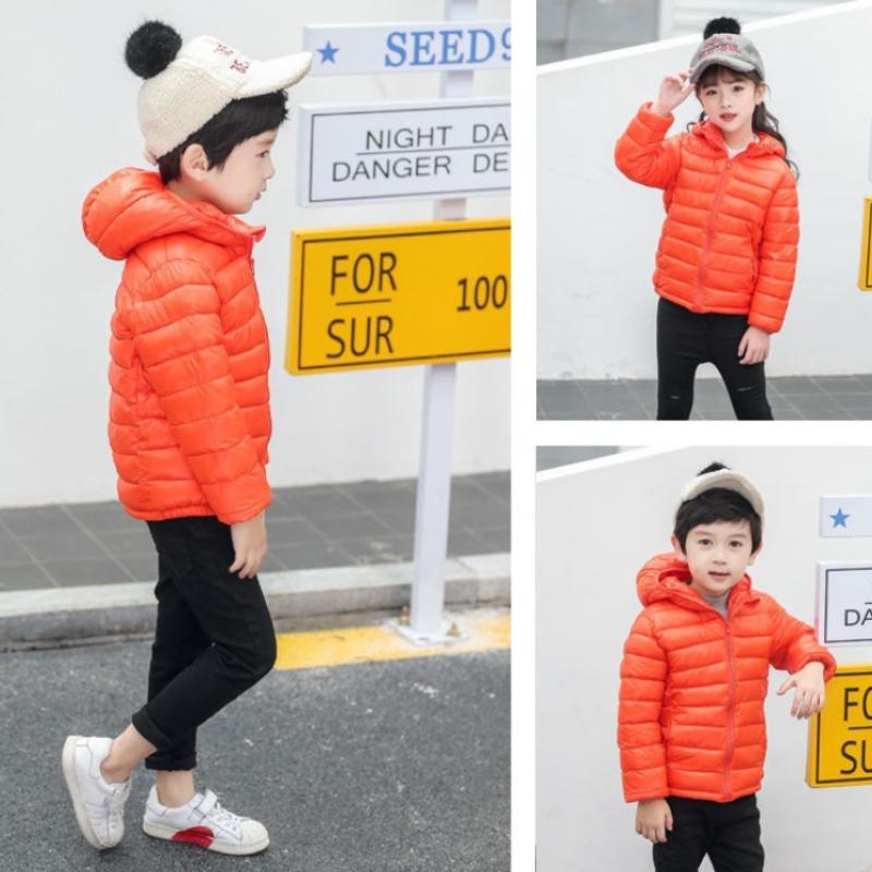 Children Autumn Winter Down Jackets 4-12 Years Boys Girls Thin Warm Outerwear Children Clothes Hooded Zipper Coats