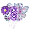 Purple And Pink Butterfly Balloon Set, Chrysanthemum Aluminum Film Confetti Balloon, Baby Rain Party Arrangement