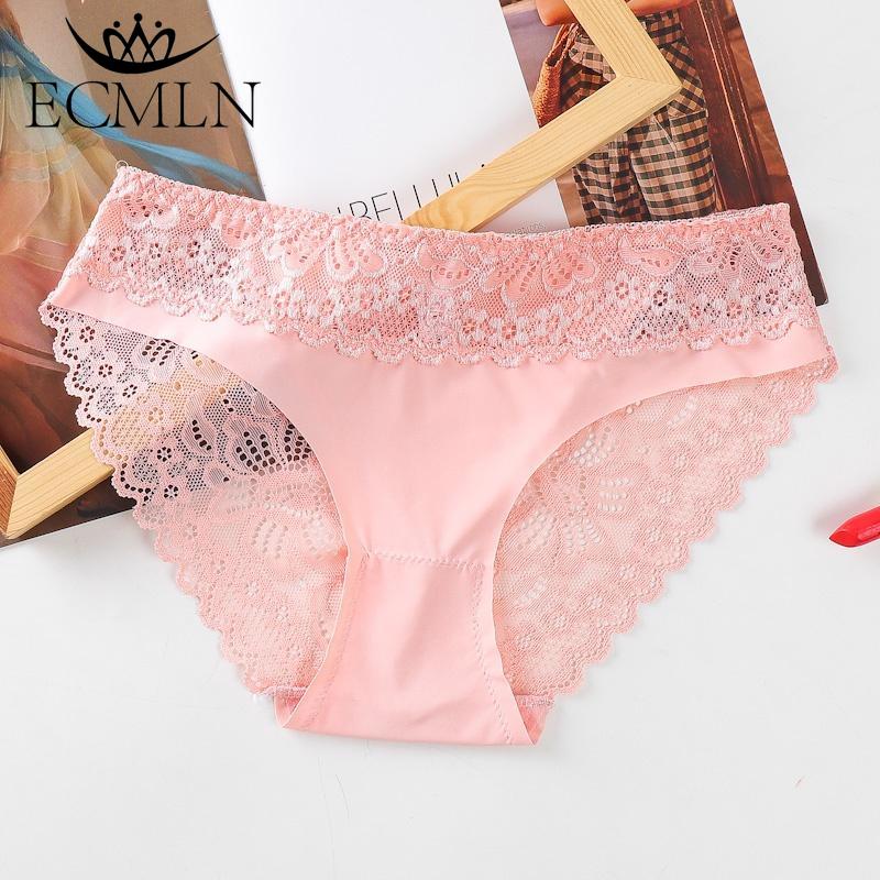 Women Floral Lace Seamless Panties Mid Waist Hip Lifting Briefs Underwear Hollow Out Underpants