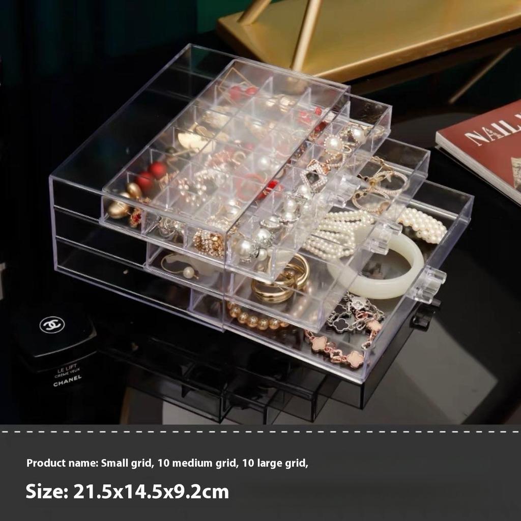 Прозрачная коробка для хранения ювелирных изделий, большая вместимость, ящик для хранения вещей, сережек, ожерелий, пылесборник