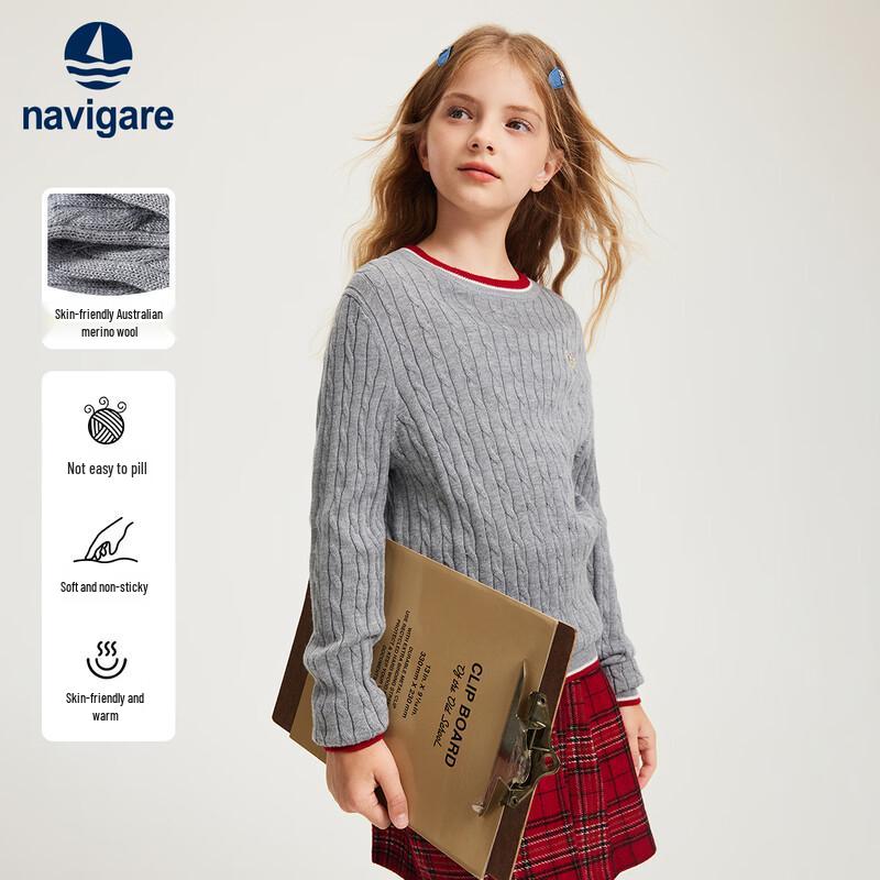 Navigare Kids' Round Neck Cable Knit Sweater