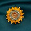Sparkling Sunflower Brooch Outfit Decor Rhinestone Flower Pin Realistic Stainless Sunflower Floral Pin Clothes