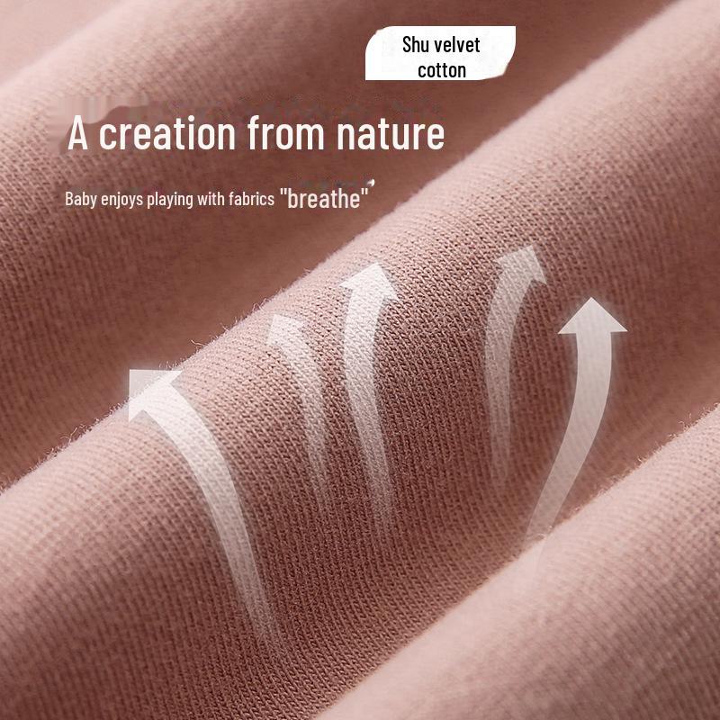 ZYZ Уютный хлопковый детский пижамный комплект для осени и зимы - Бескостный А-класса однотонный комплект для сна