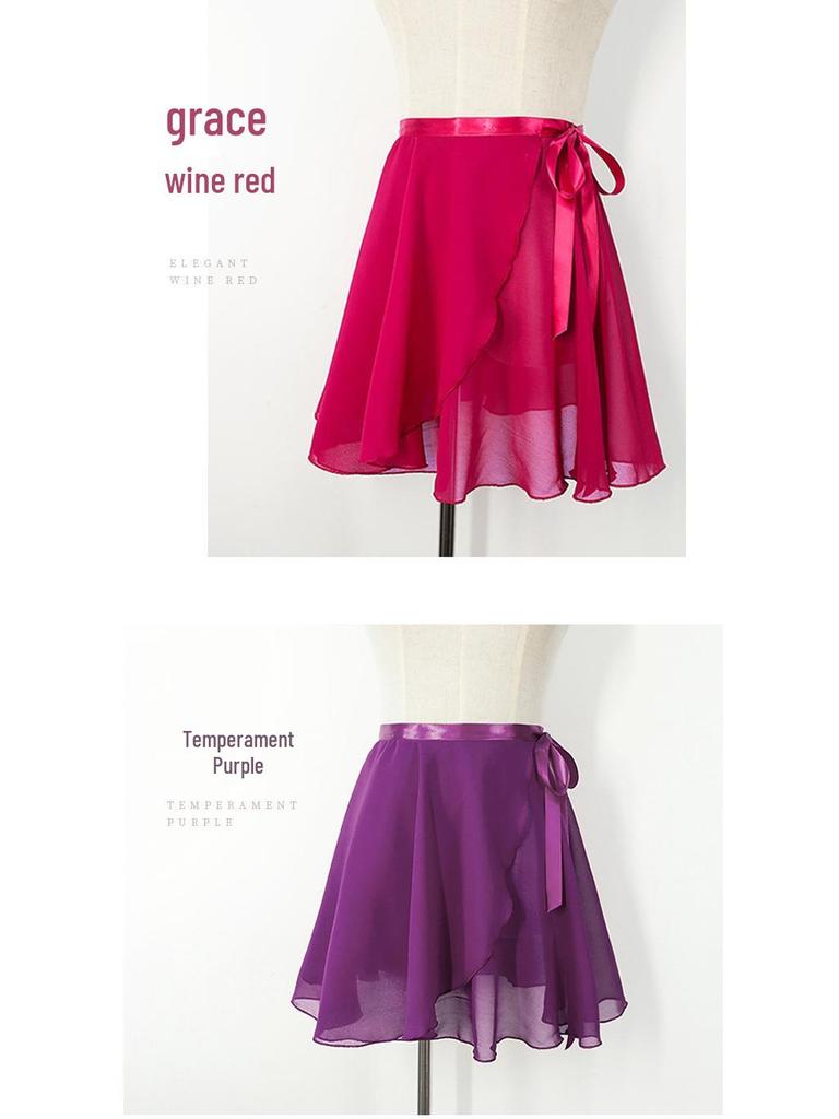 Взрослая шифоновая сетчатая балетная юбка - средней длины, большой клёш, цельная на завязках