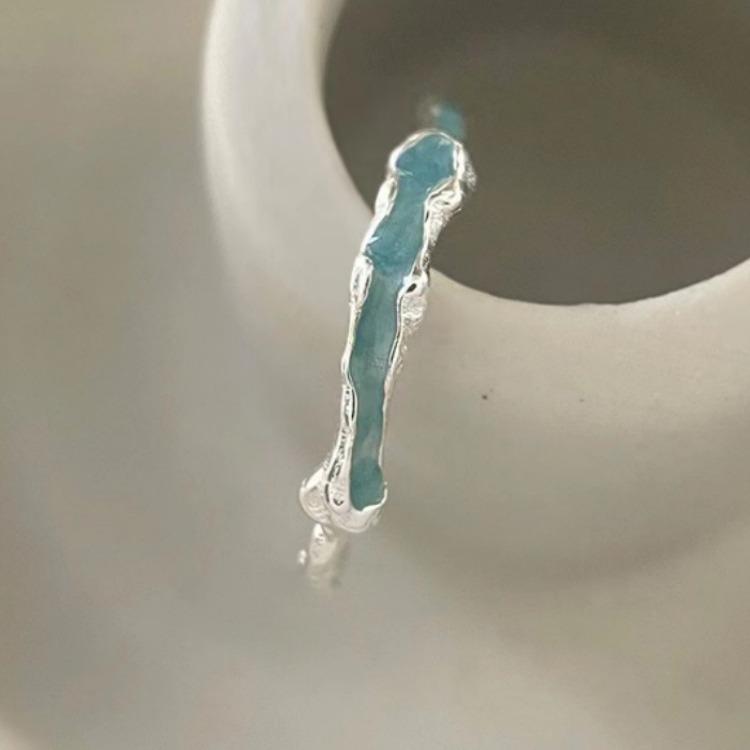 Кольцо-подвеска в корейском стиле из стерлингового серебра 925 пробы с каплей масла мяты зеленого цвета 2023 года для женщин