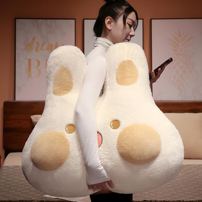 Furry Plush Rabbit Pillow Cute Simulation Bunny Soft Doll Warm Pillow Back Cushion Home Decoration Kids Toys Birthday Gift