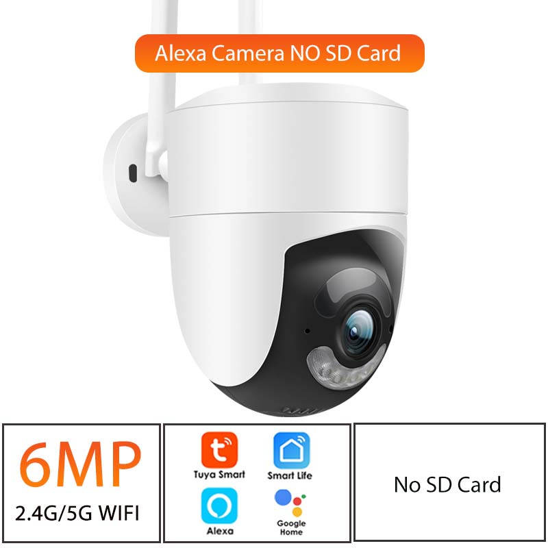 Tuya 6MP IP-камера 2.4G 5G WiFi Alexa Google Home Наружная Защита Безопасности CCTV Видеонаблюдение Детекция движения NVR