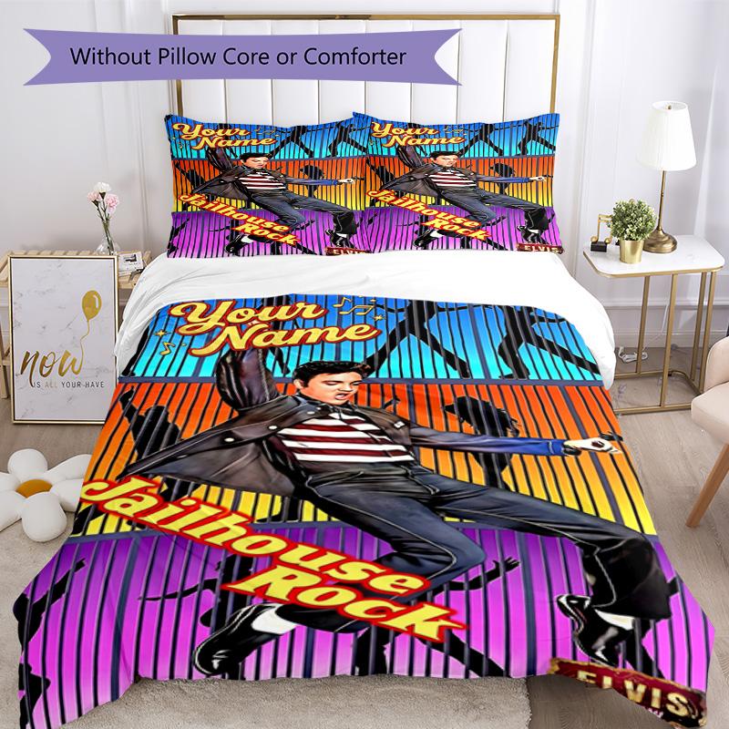 Elvis Presley Customized Name Bed Linens Design for Bedrooms Breathable Duvet Cover Home Decor Birthday/Christmas Gift Idea
