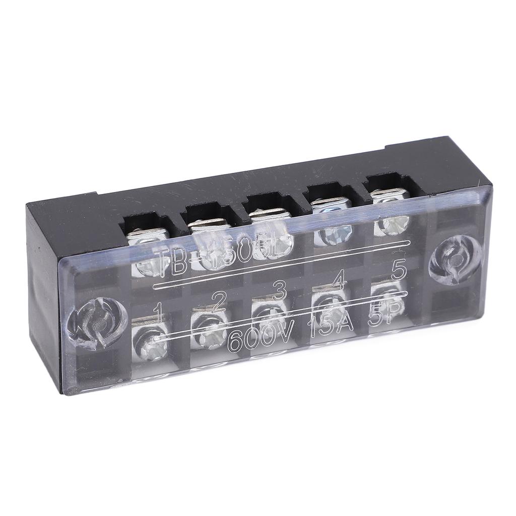 TB‑1505L Terminal Block 5 Positions 600V 15A Dual Row Screw Terminals Strip for Distribution Boxes Distribution Cabinets