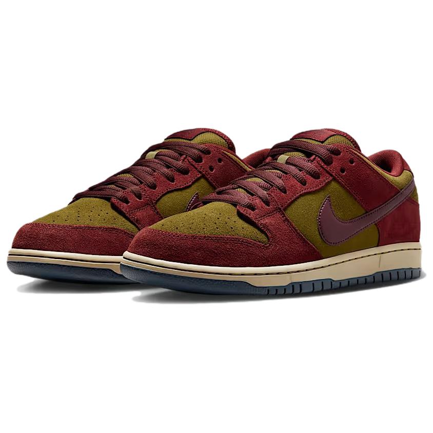 Nike Dunk Low SB Dark Team Red Olive Flak Унисекс Кроссовки Burgundy-Crush Parachute-Beige Armory-Navy HQ1625-600